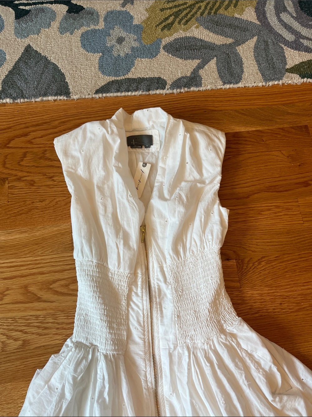 Anthropologie The Tommie Cap-Sleeve Smocked Front-Zip Shirt Dress Sz XS NWT FLAW - Picture 7 of 14